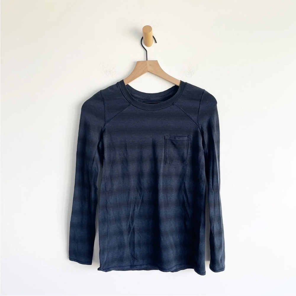 LULULEMON CREW NECK LONG SLEEVE CHEST POCKET PIMA COTTON STRIPE T-SHIRT SMALL